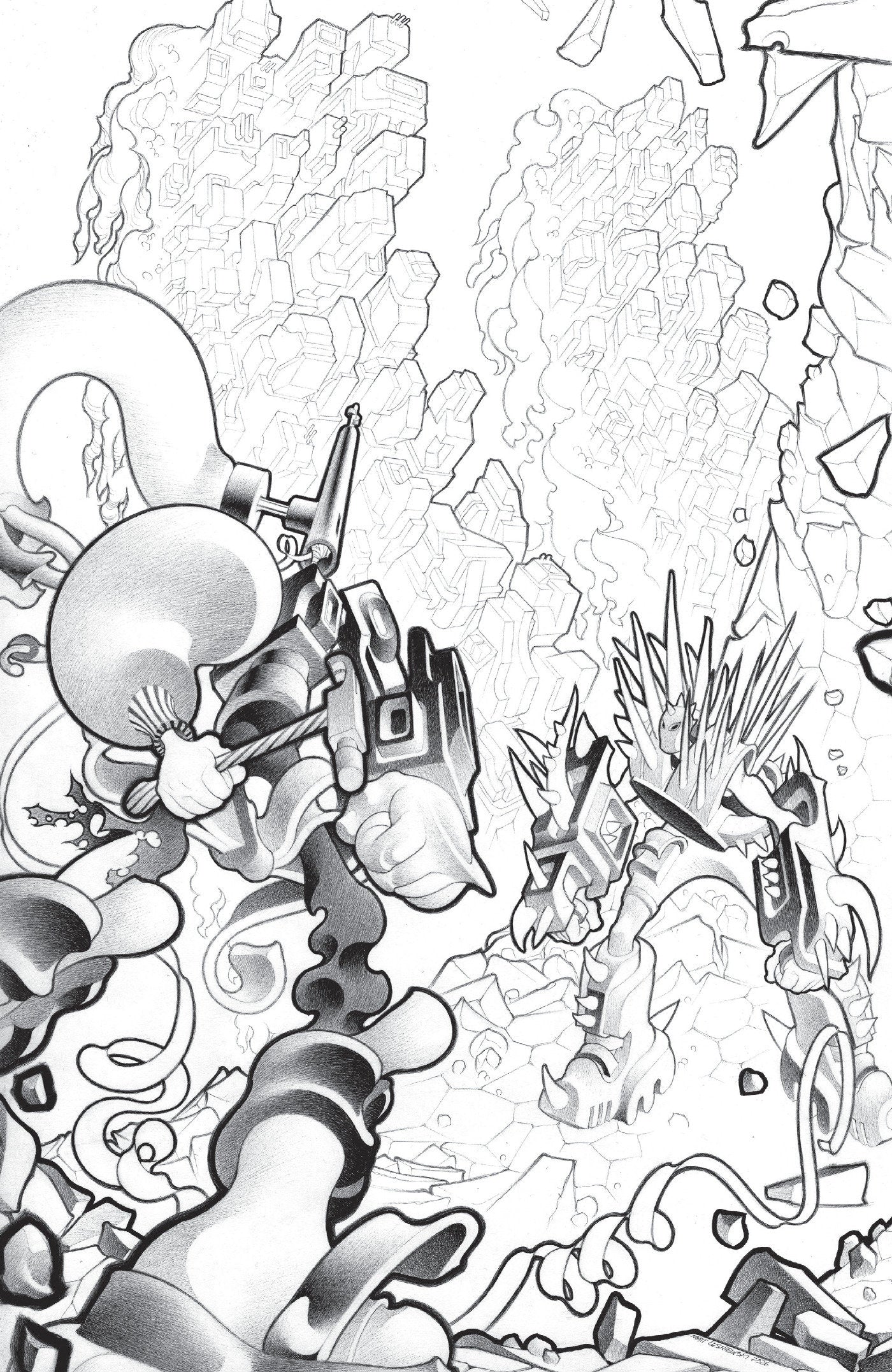 Faceless and the Family Maze of the Mechanical Aliens #2 Cvr C Inc 1:10 Matt Lesniewski B&w Var