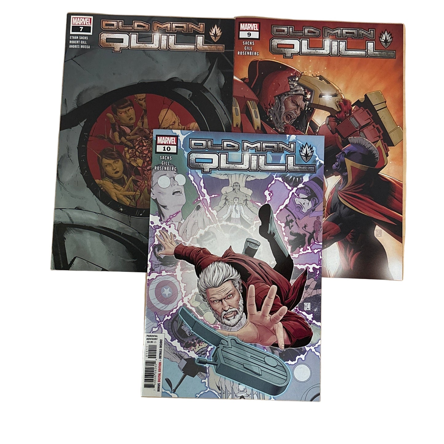 Comic books on a wooden surface with a blurred background