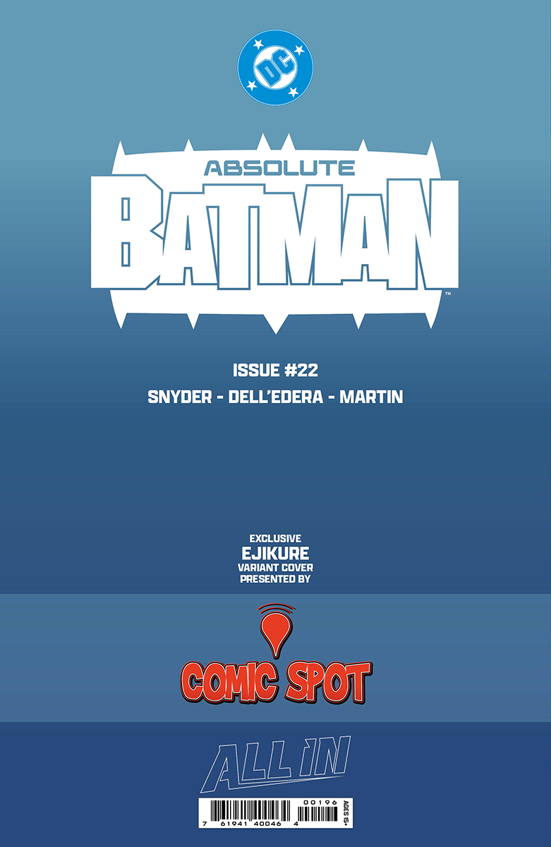 Absolute Batman #22 Ejikure variant, back cover