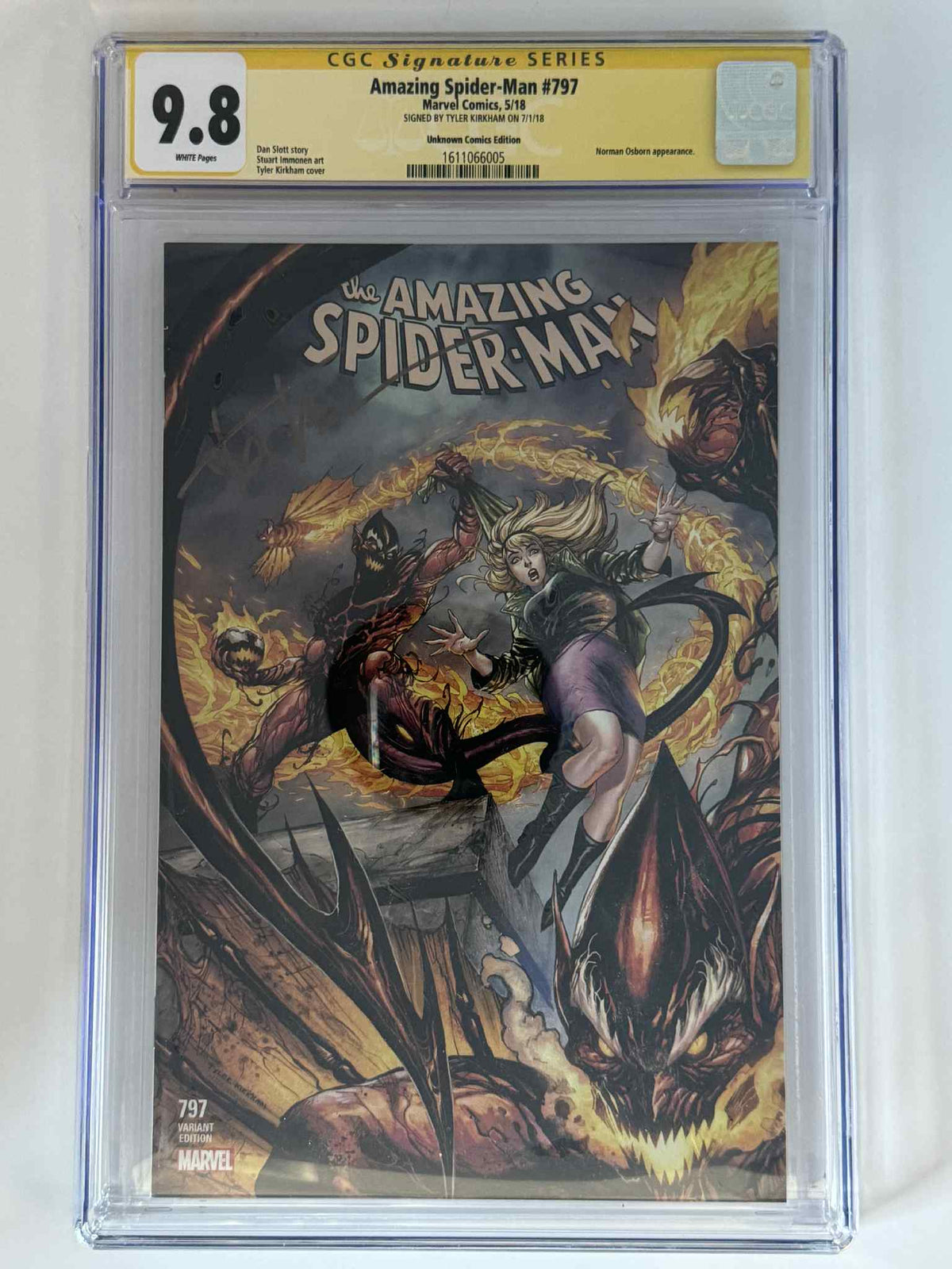 Amazing Spider-Man #797 Tyler Kirkham variant CGC 9.8, photo of signed copy