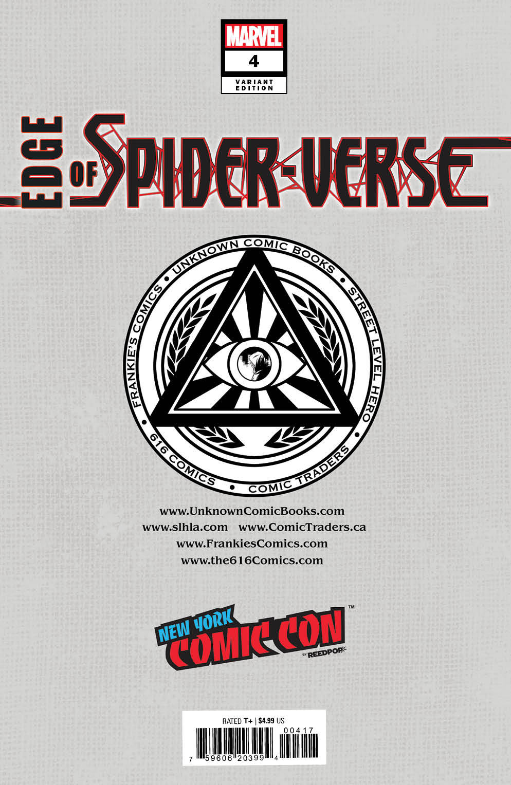 Edge of Spider-Verse #4 Tyler Kirkham NYCC 2022 silver variant, back cover