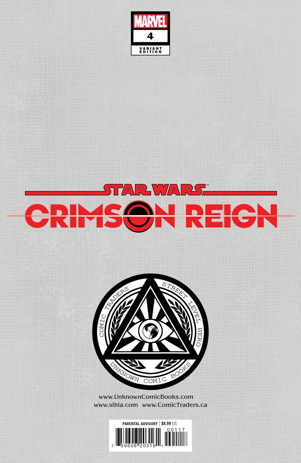 Star Wars: Crimson Reign 4 Tyler Kirkham virgin variant, back cover