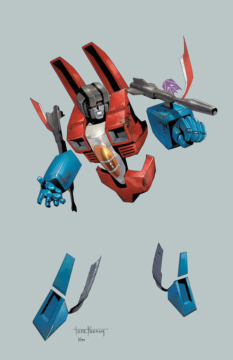 Transformers #18 Tyler Kirkham negative space virgin variant, signed by Tyler Kirkham – Unknown Comics exclusive
