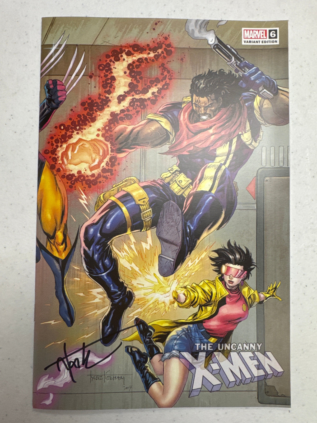 Uncanny X-Men #6 Tyler Kirkham, photo of signed copy
