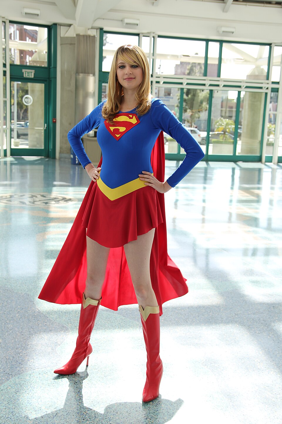 Supergirl cosplay photo, representing Kara Zor-El's animated debut in Superman/Batman: Apocalypse