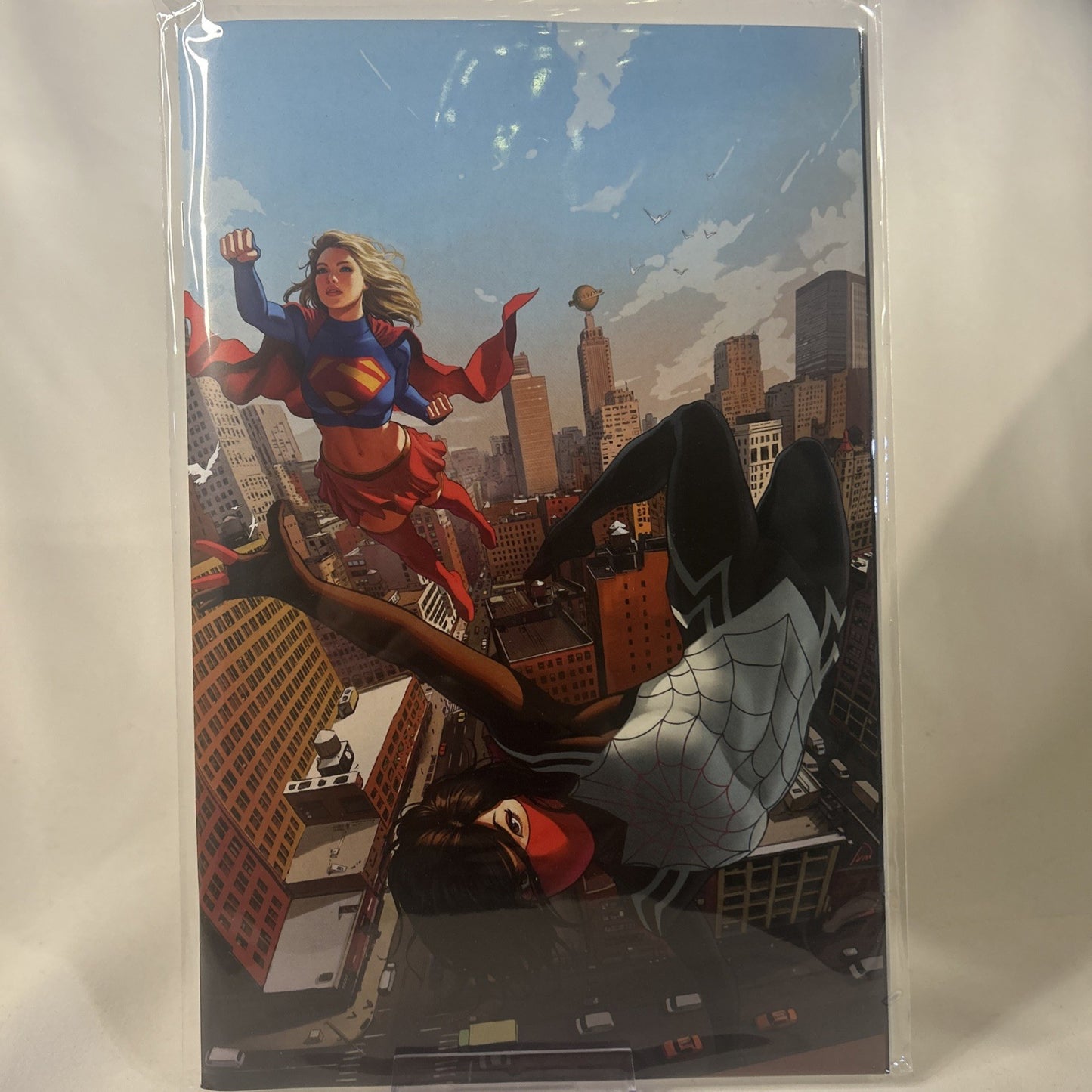 Marvel DC Spider-man/Superman #1 1:100 Ivan Talavera Virgin Silk Supergirl NM