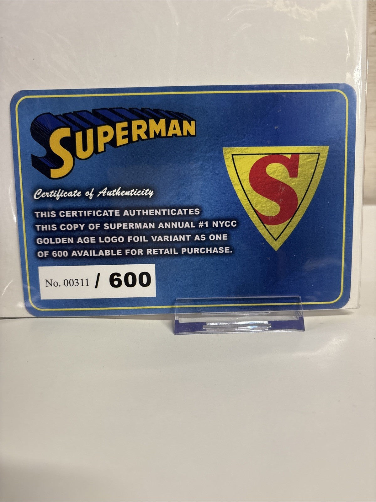 Superman Annual #1 CGC 9.8 NYCC Foil Virgin Variant #311/600