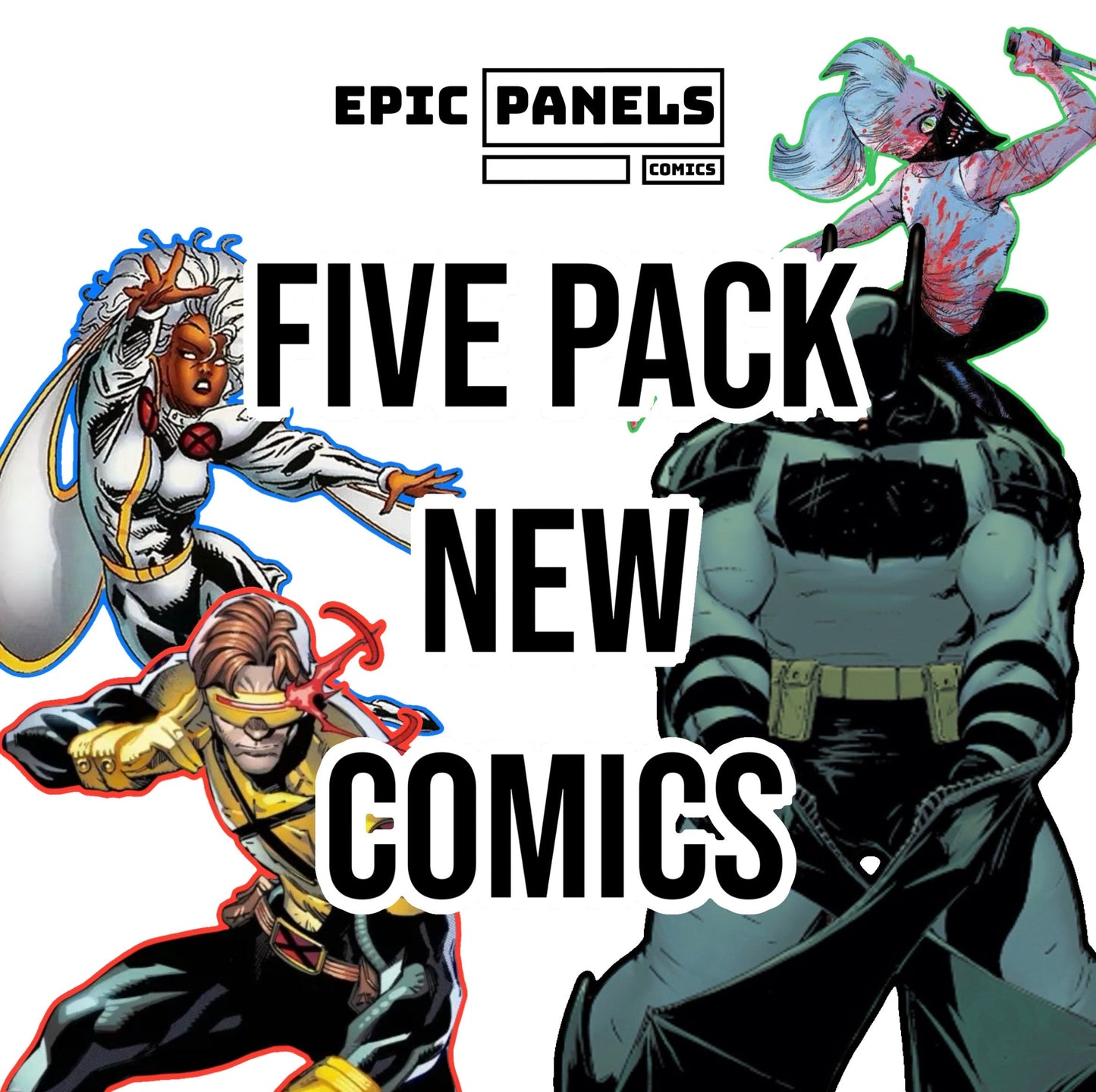 Epic Panels Comics 5-Pack of New Comics mystery bundle — five random new-release comic books, no duplicates guaranteed, mixing Marvel, DC, Image, Dark Horse and other publishers, $14.99