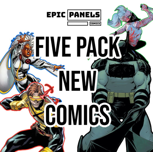 Epic Panels Comics 5-Pack of New Comics mystery bundle — five random new-release comic books, no duplicates guaranteed, mixing Marvel, DC, Image, Dark Horse and other publishers, $14.99