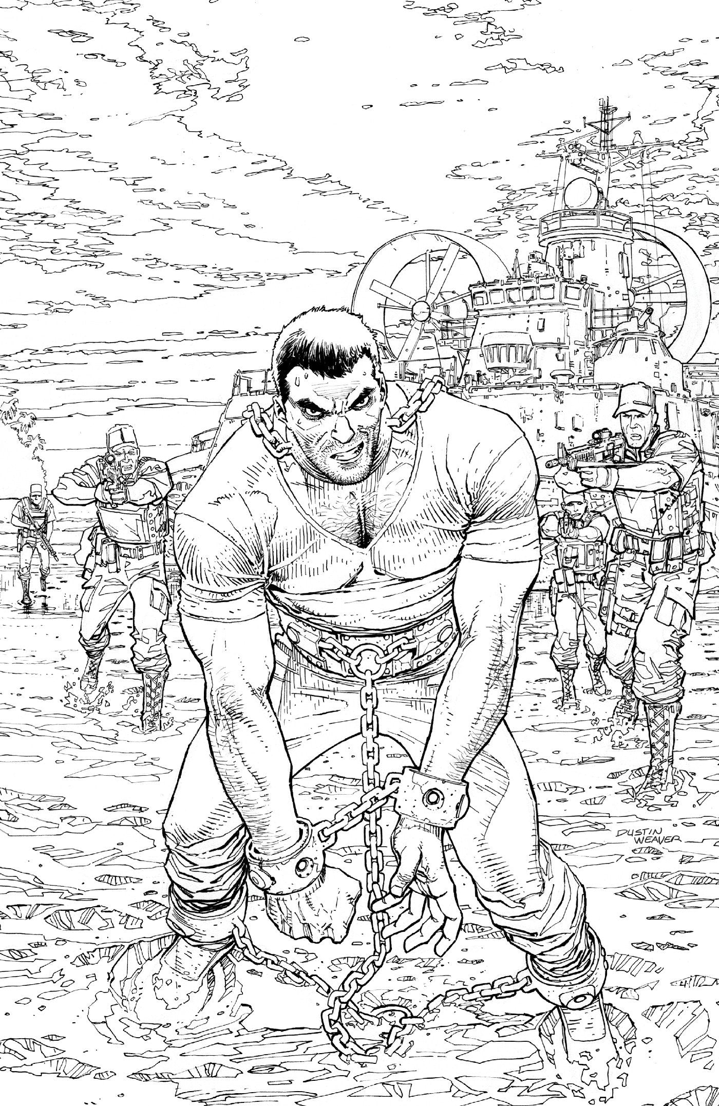 Fort Psycho #1 Cvr H Inc 1:20 Dustin Weaver B&w Var