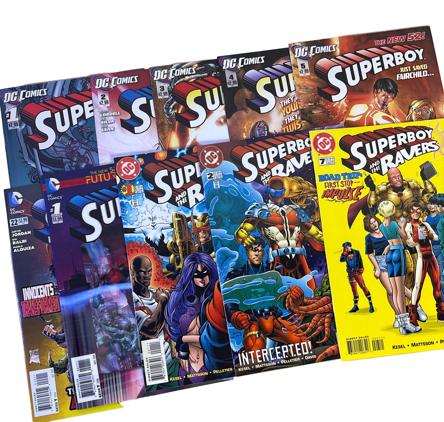 Collection of DC Super Heroes comic books on a wooden surface.