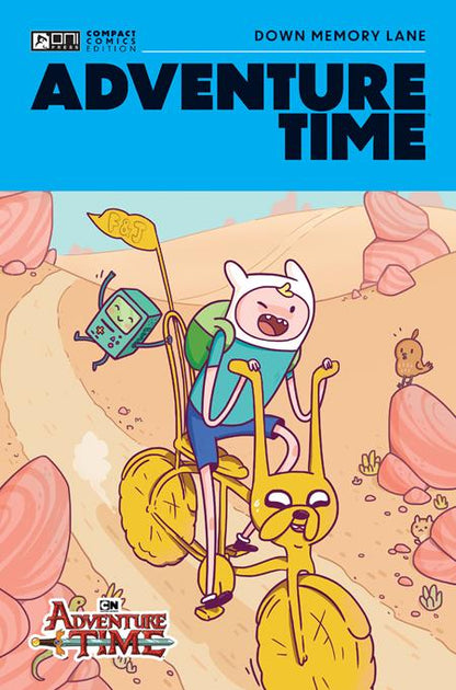 Comic book cover of 'Adventure Time' featuring characters on a snail.