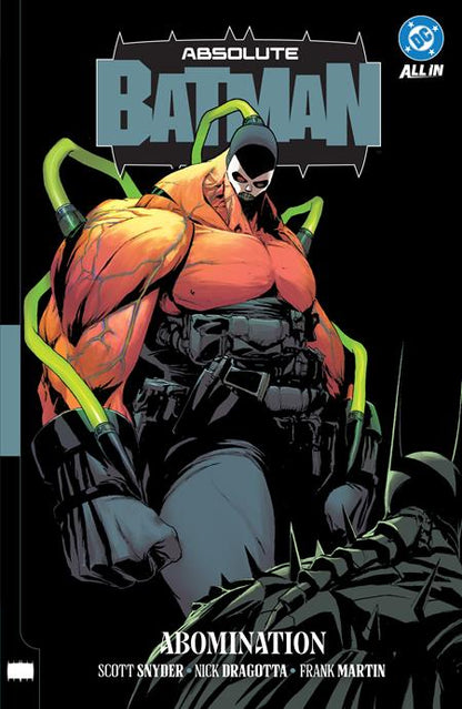 Comic book cover featuring a muscular character with a mask and green mechanical arms on a black background.