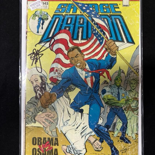 Savage Dragon #145 – Wondercon Variant – Obama vs. Bin Laden – Signed