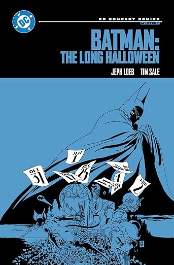 Comic book cover of 'Batman: The Long Halloween' with Batman silhouette and DC logo.