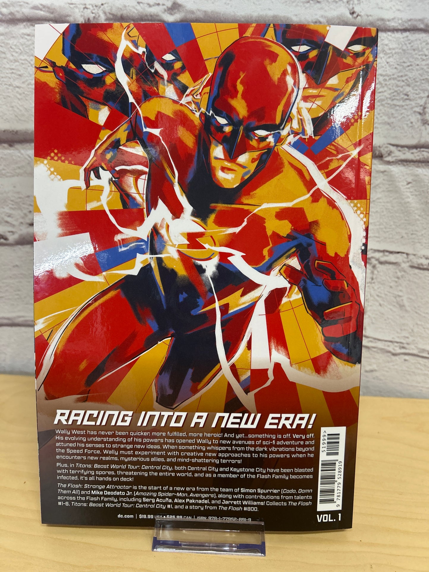 Colorful album cover with abstract design on a textured surface