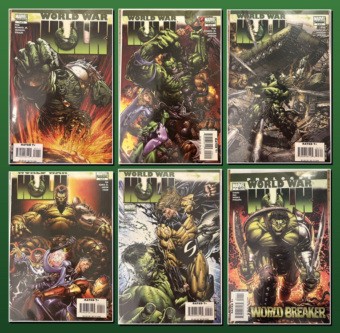 World War Hulk Complete Set #1-5 + World Breaker Prologue — Marvel 2007 (Pak / Romita Jr.)