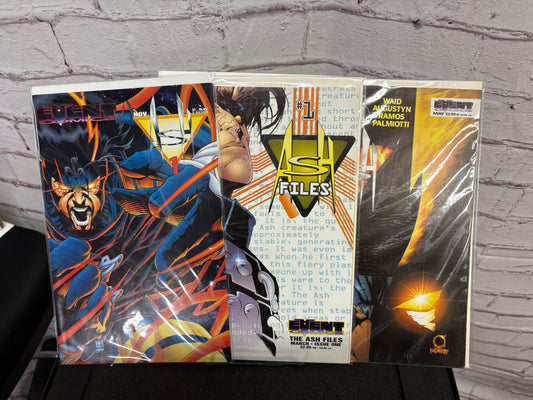 Ash Comic Lot – Ash #1 (1994 Event Comics), The Ash Files #1, Ash: Cinder & Smoke #1, Wizard Mini-Comic #4 – Joe Quesada & Jimmy Palmiotti free ce