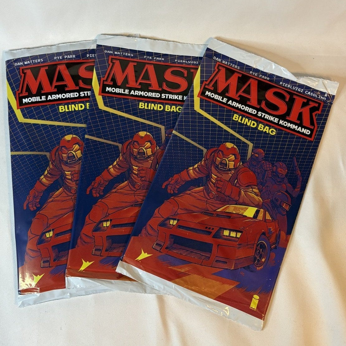 Three sealed M.A.S.K. #1 blind bags available, sold individually