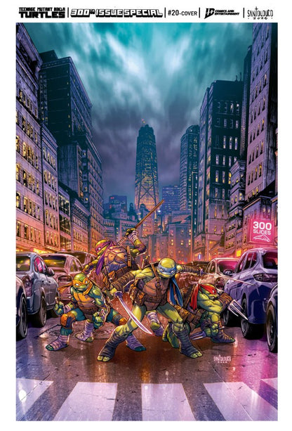 A comic book cover for Teenage Mutant Ninja Turtles 2000 #30, featuring the four turtles in a city street scene with classic cars and a dramatic stormy sky. The top banner includes branding for Teenage Mutant Ninja Turtles, 2000, ID Comics, and Image.