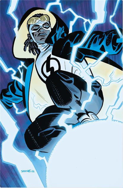 New Titans #38 Second Printing Cover B card stock variant by Chris Samnee and Giovanna Niro — Static riding lightning