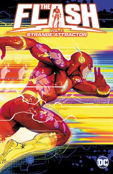 Comic book cover of 'The Flash' with a superhero in red and yellow costume on a dynamic background.