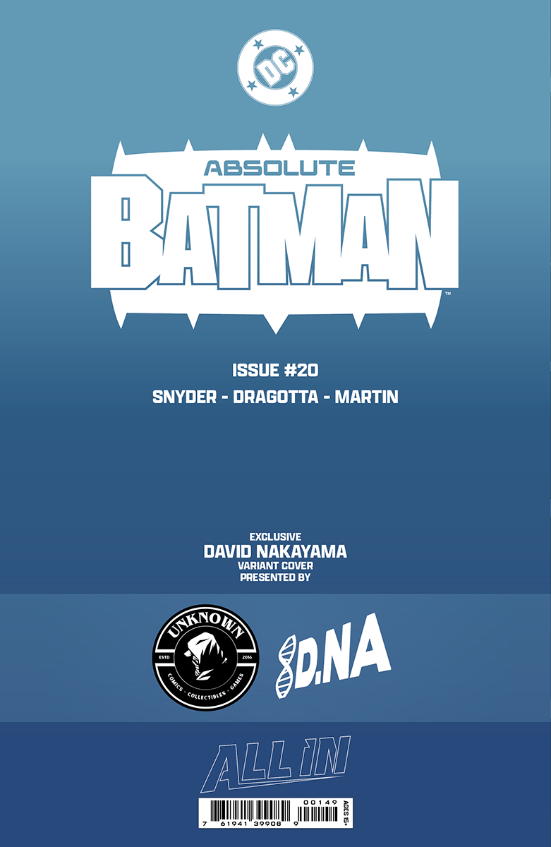 Absolute Batman #20 David Nakayama foil virgin variant, back cover