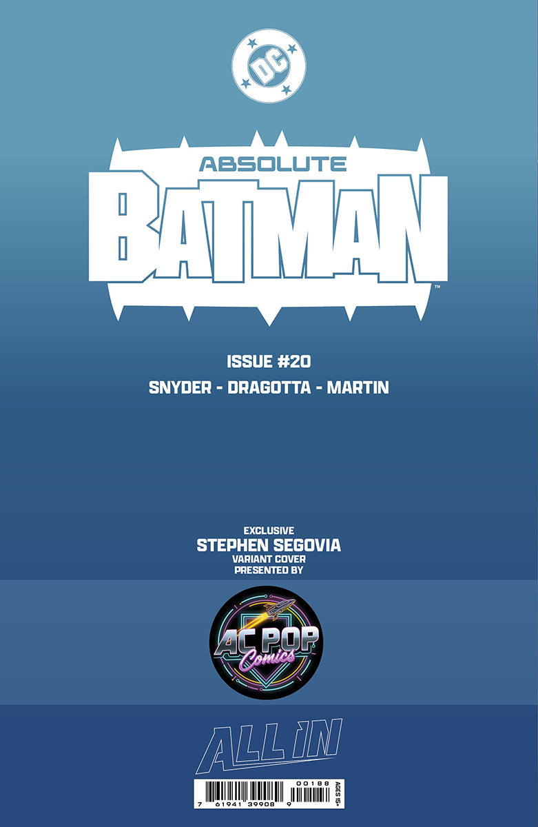 Absolute Batman #20 Stephen Segovia variant, back cover