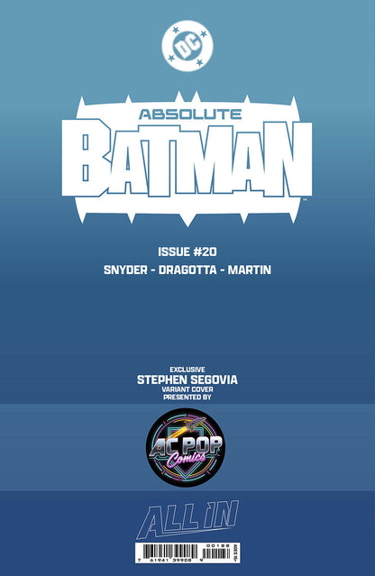 Absolute Batman #20 Stephen Segovia virgin variant, back cover