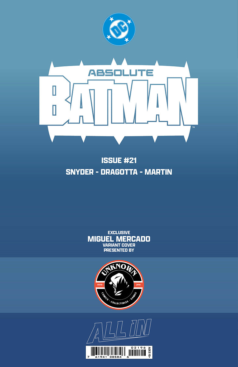 Absolute Batman #21 Miguel Mercado glow-in-the-dark variant, back cover