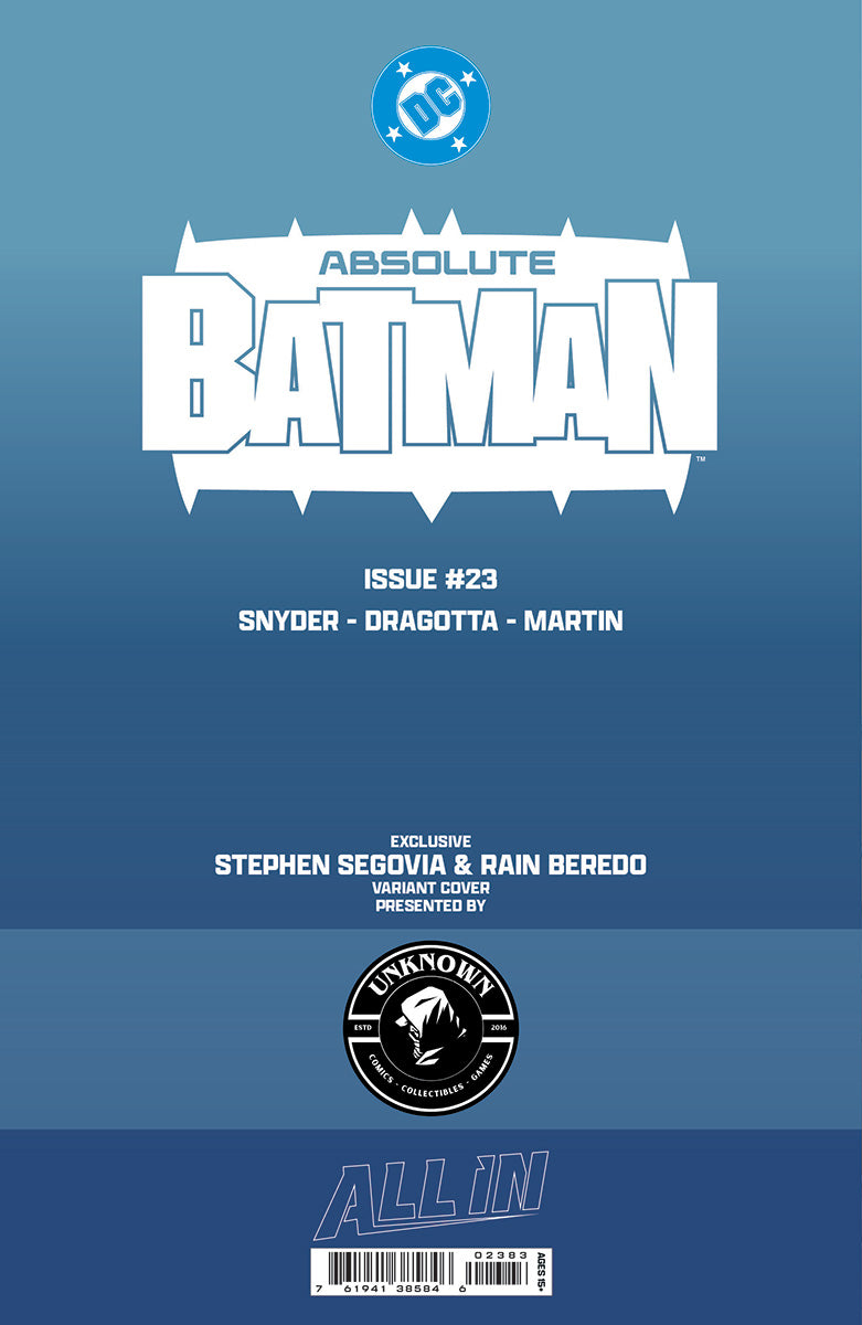 Absolute Batman #23 Stephen Segovia virgin variant, back cover