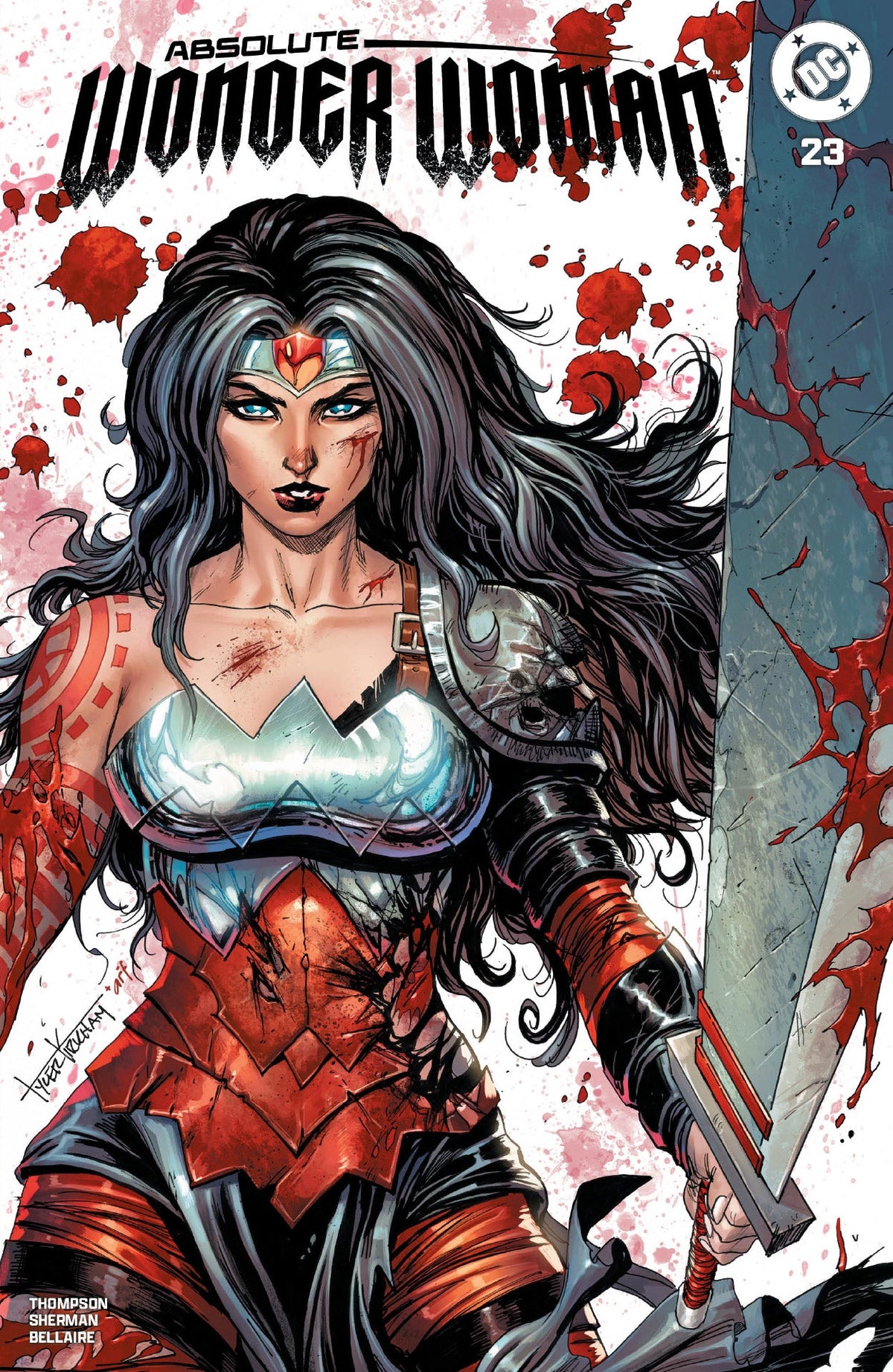 Absolute Wonder Woman #23 Tyler Kirkham battle damaged variant cover – Unknown Comics exclusive