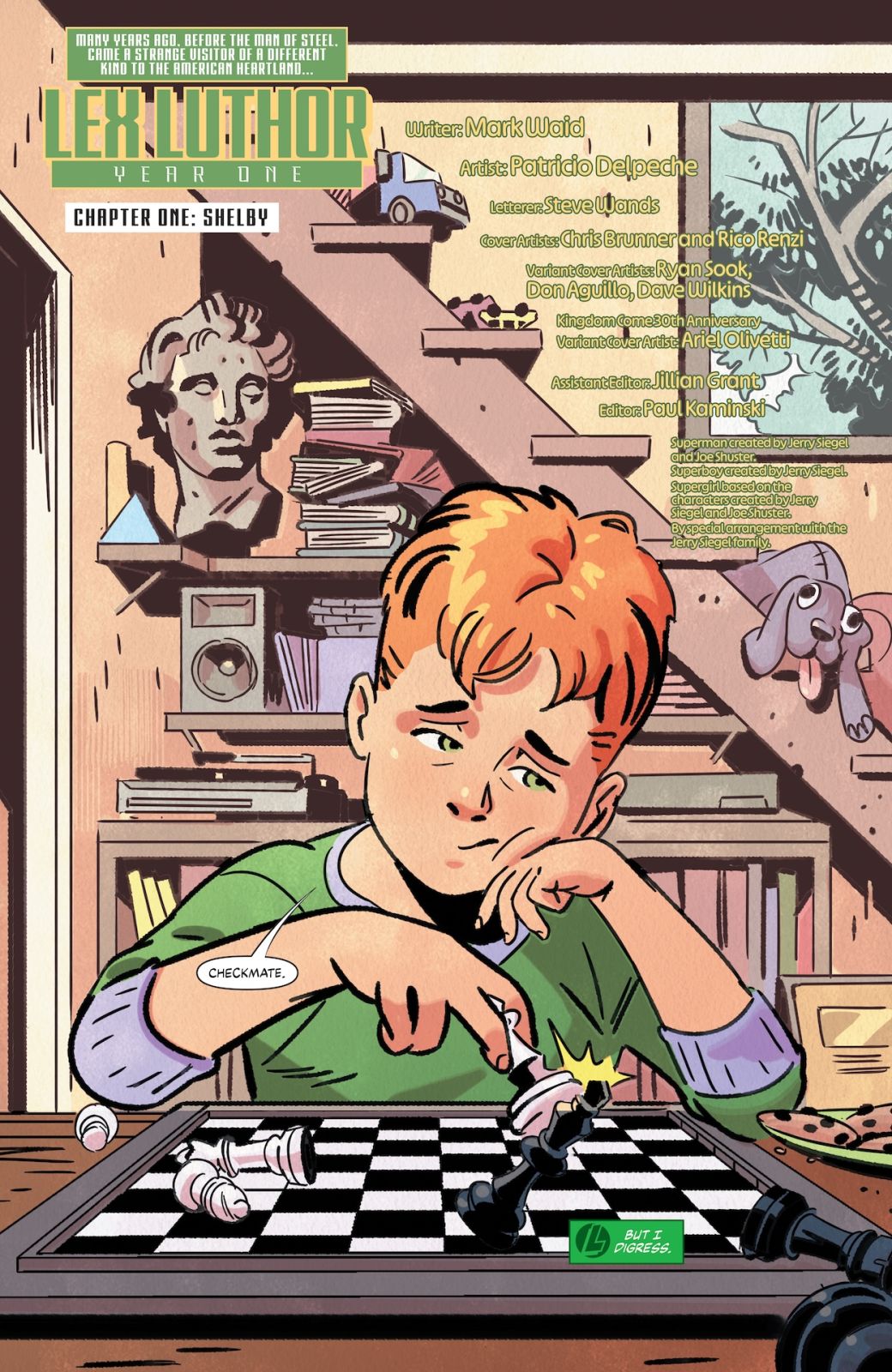 Action Comics #1103 interior preview — Lex Luthor: Year One Chapter One title page, young Lex at the chessboard