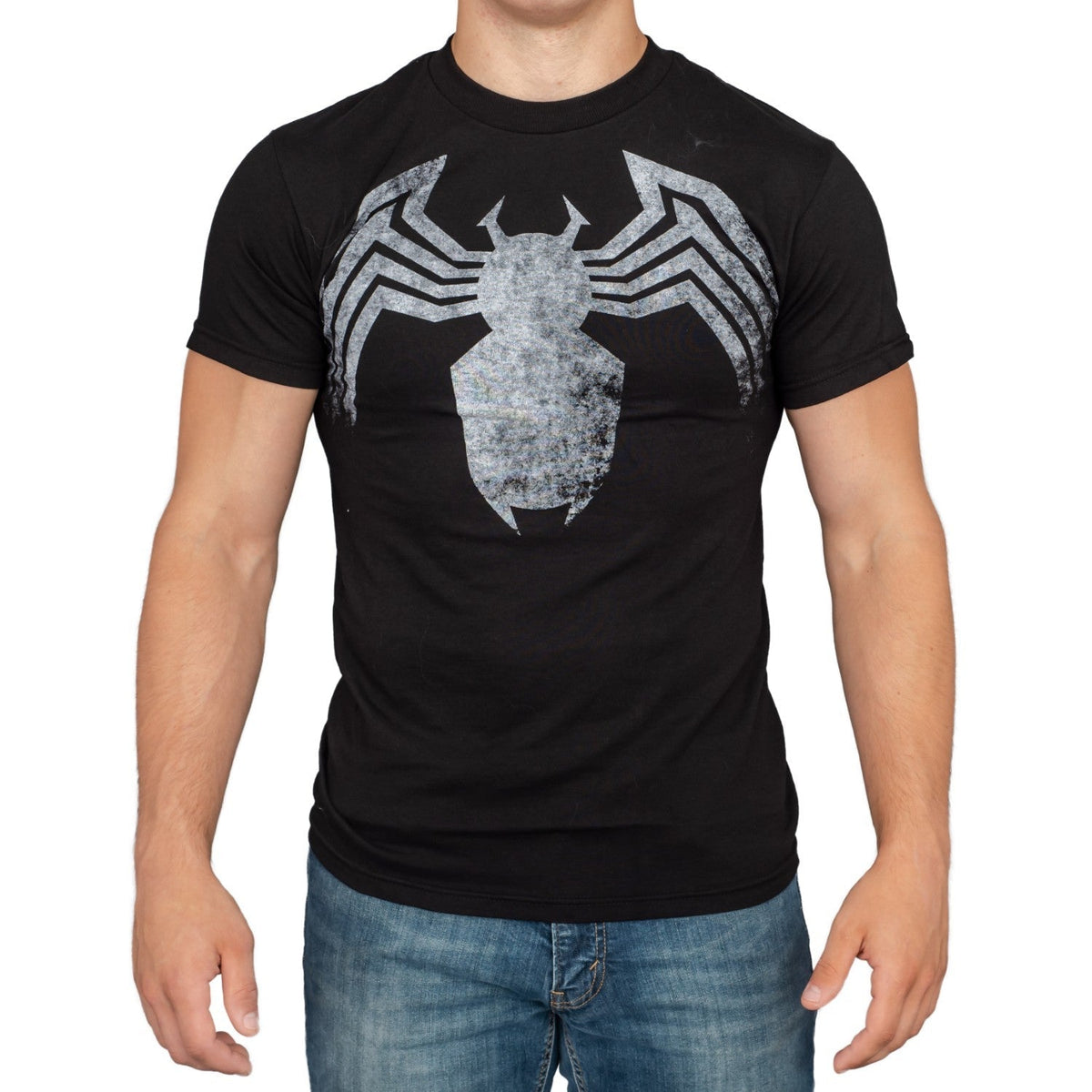 Adult Unisex Spider-Man Venom Spider Legs Faded Black T-shirt