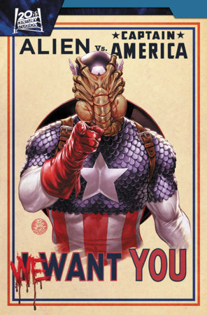 Cover of Alien vs. Captain America trade paperback — art by Mark Brooks featuring Captain America against Xenomorphs, Marvel Comics 2026