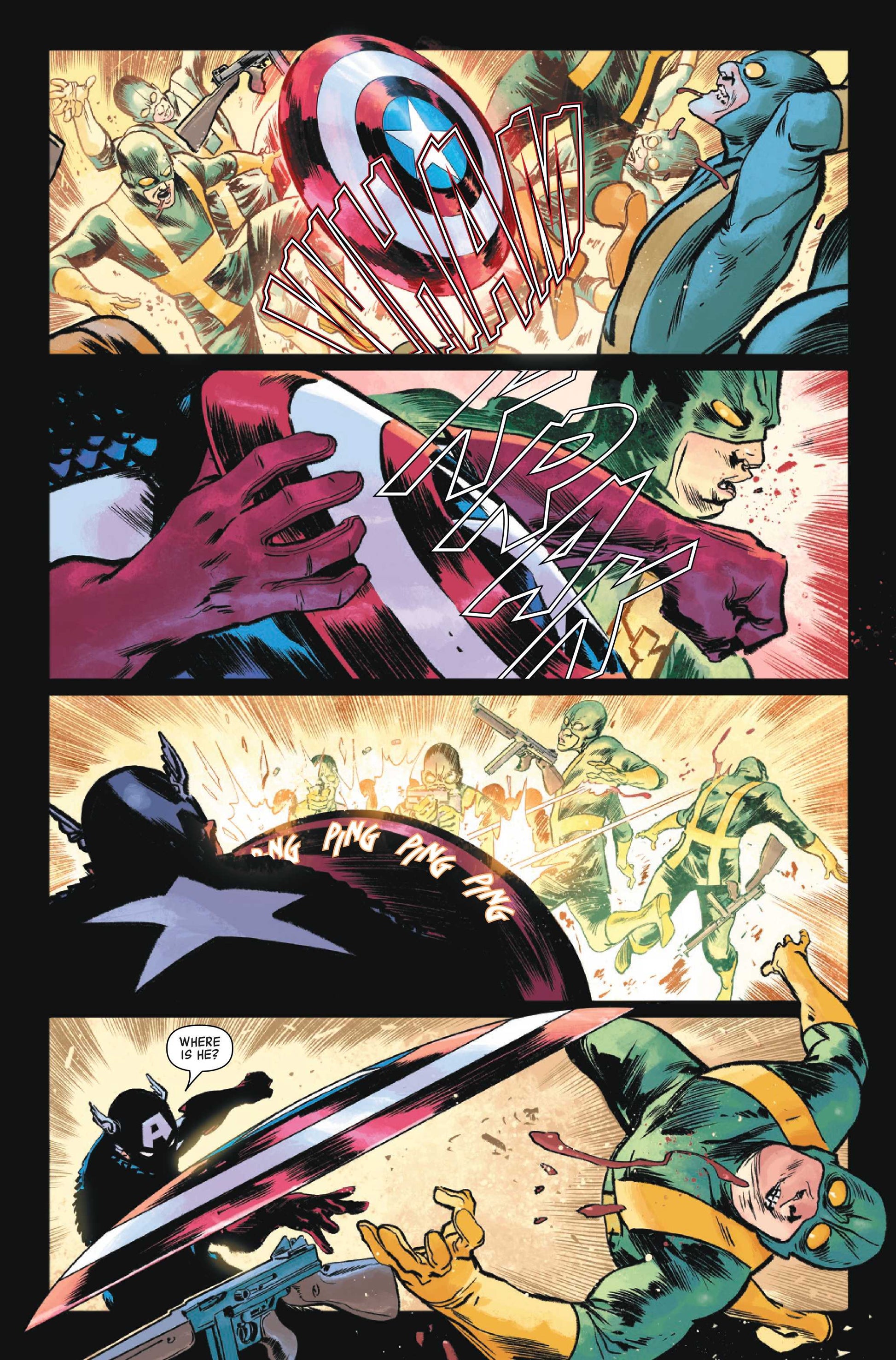 Alien vs. Captain America #1 preview page - Cap and Bucky fight Hydra soldiers - Marvel Comics