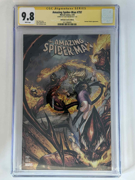 Amazing Spider-Man #797 Tyler Kirkham variant CGC 9.8, photo of signed copy
