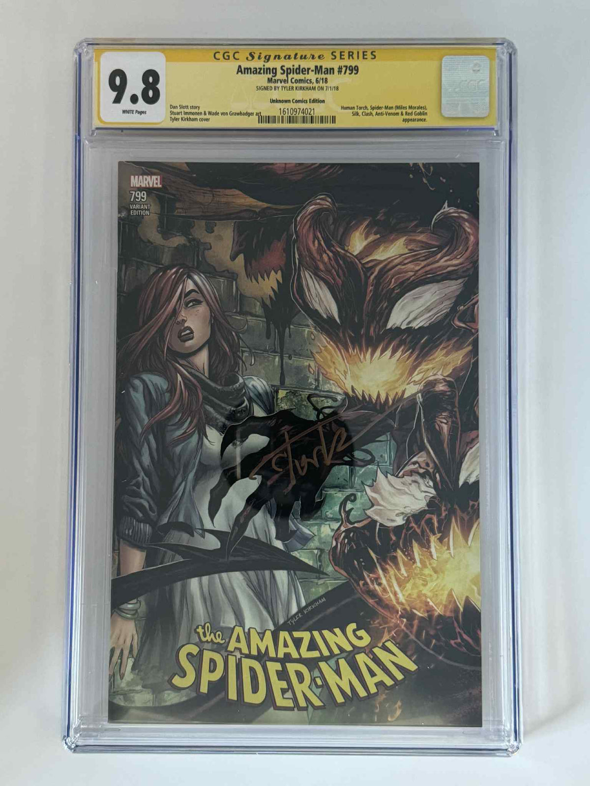 Amazing Spider-Man #799 Tyler Kirkham variant CGC 9.8, photo of signed copy