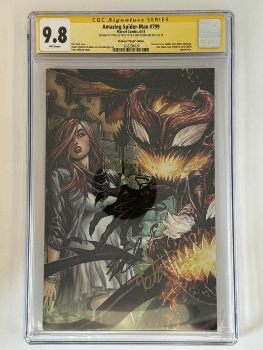 Amazing Spider-Man #799 Tyler Kirkham virgin variant CGC 9.8, photo of signed copy