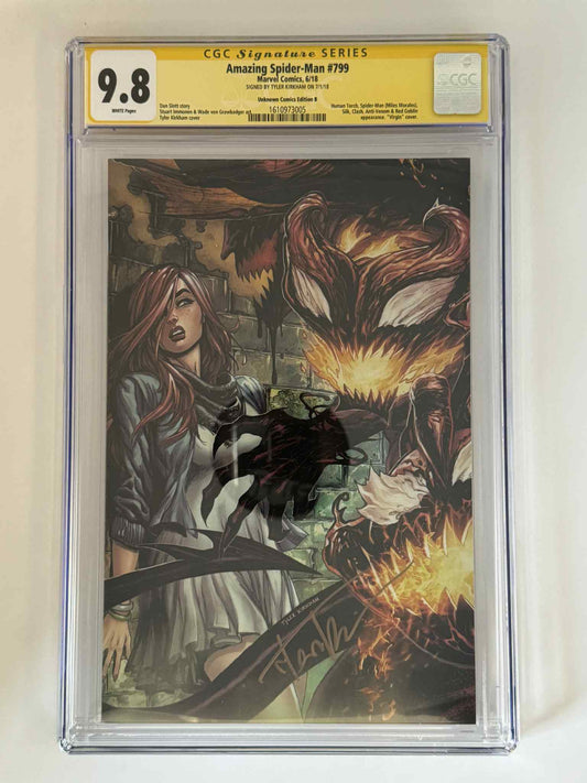Amazing Spider-Man #799 Tyler Kirkham virgin variant CGC 9.8, photo of signed copy