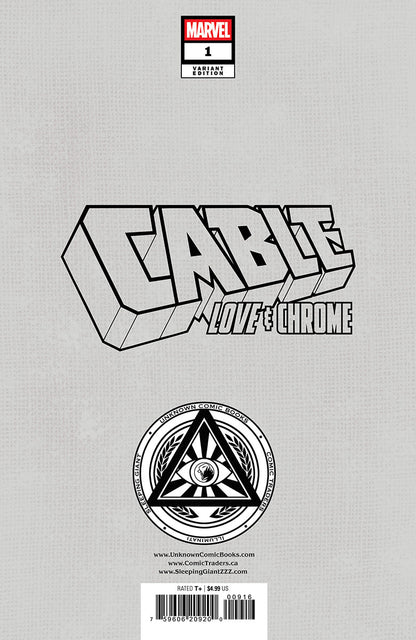 Cable: Love & Chrome #1 Tyler Kirkham connecting cover virgin variant, back cover