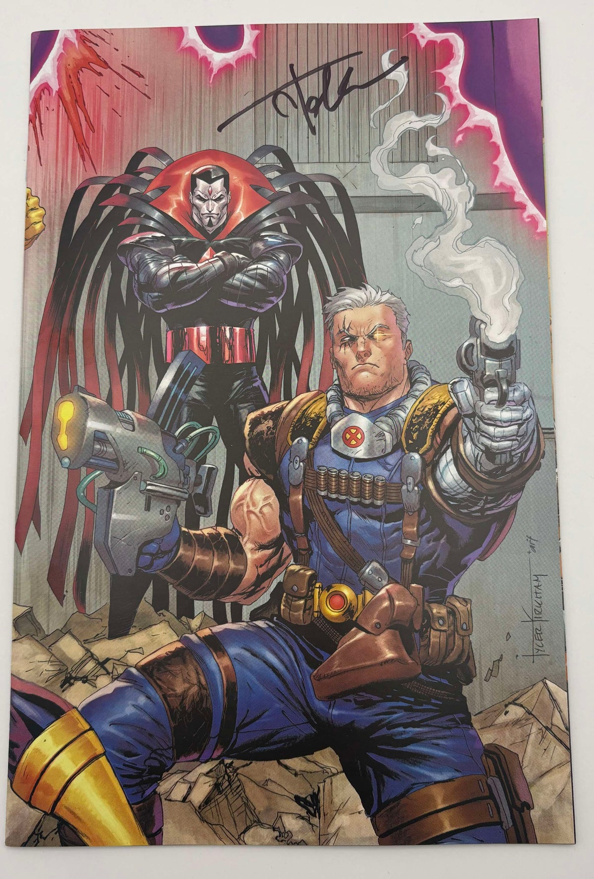 Cable: Love & Chrome #1 Tyler Kirkham connecting cover virgin variant, signed by Tyler Kirkham – Unknown Comics exclusive