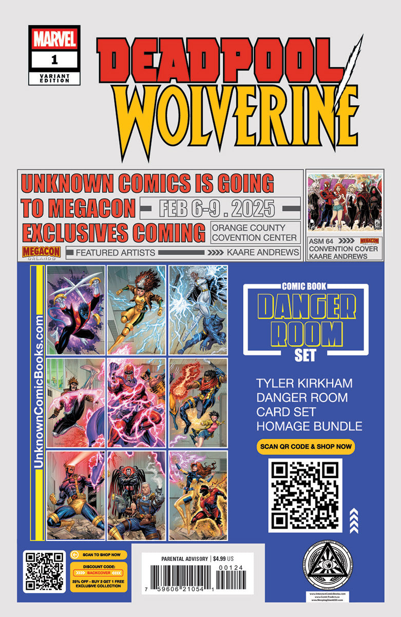 Deadpool / Wolverine #1 Tyler Kirkham MegaCon 2025 premium battle damaged variant, back cover