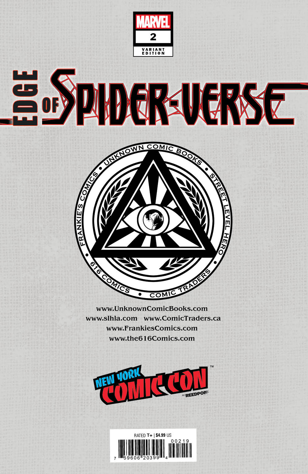 Edge of Spider-Verse #2 Tyler Kirkham NYCC 2022 silver variant, back cover