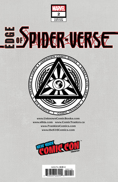 Edge of Spider-Verse #2 Tyler Kirkham NYCC 2022 silver variant, back cover