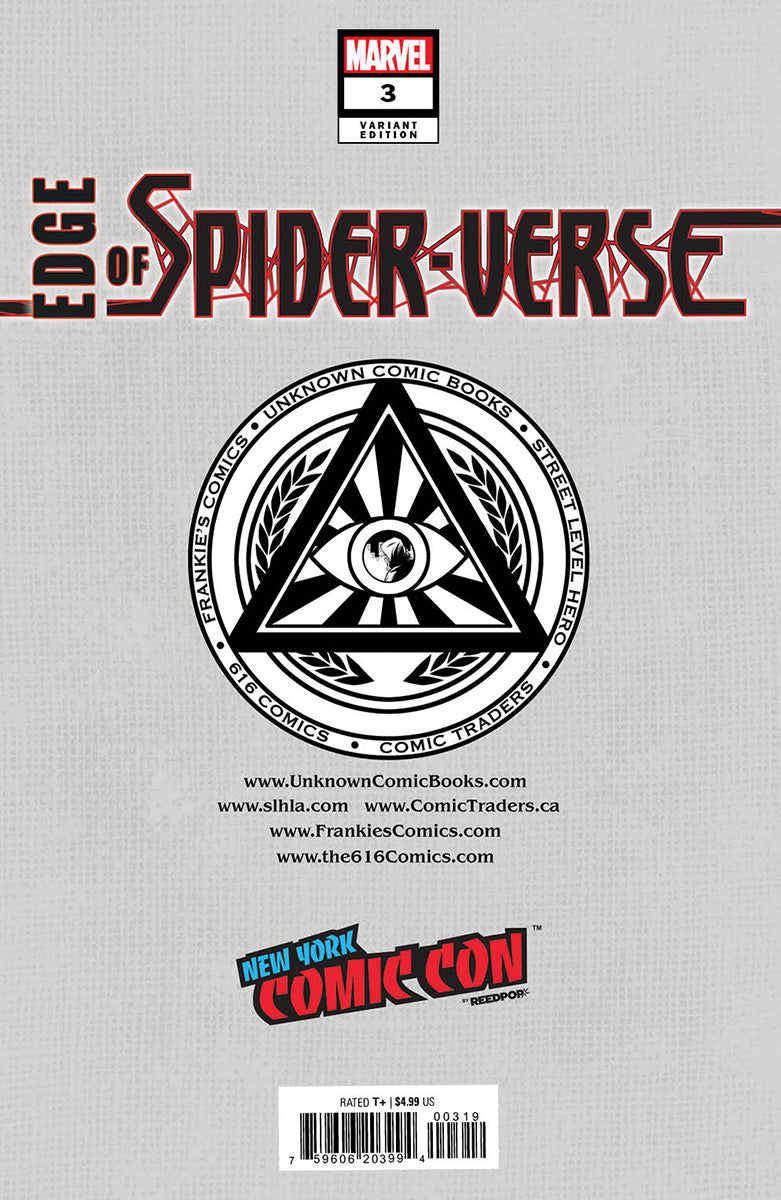 Edge of Spider-Verse #3 Tyler Kirkham NYCC 2022 silver variant, back cover