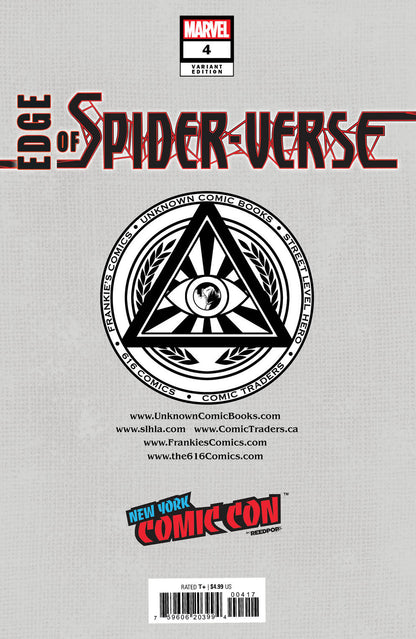 Edge of Spider-Verse #4 Tyler Kirkham NYCC 2022 silver variant, back cover
