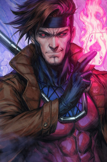 Cover of Gambit: Wanted #1 — 1:100 Artgerm virgin variant art by Stanley Lau featuring Gambit with no trade dress, Marvel Comics 2026