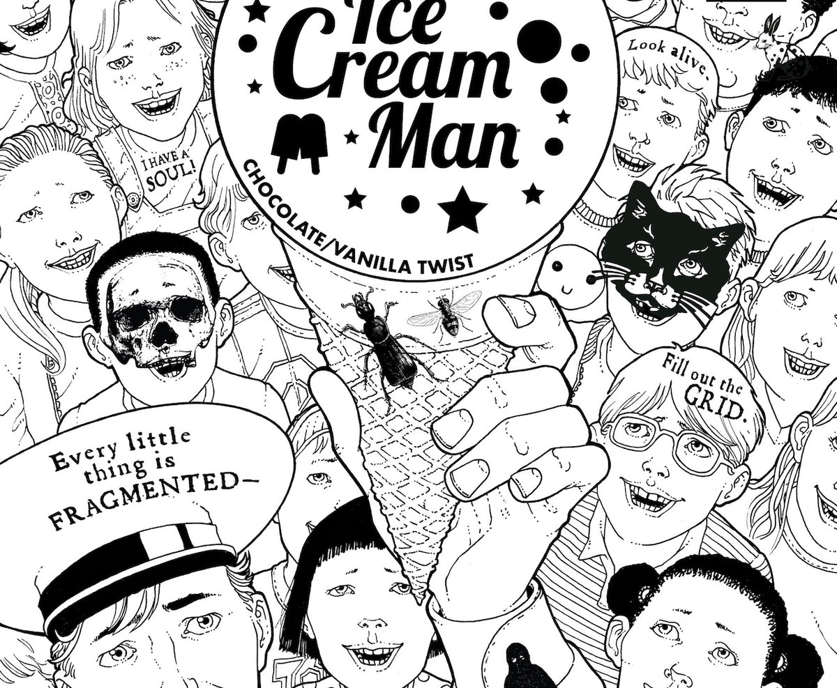 Ice Cream Man #1 Chocolate/Vanilla Twist — the black-and-white Martin Morazzo cover art revealed by the Lookety Split decoder lens
