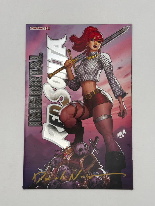 Immortal Red Sonja #1 David Nakayama variant, photo of signed copy